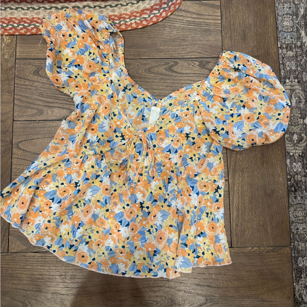 Shein Short Sleeve Floral Blouse